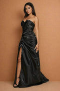 Floor Length Formal Gathered Ruched Dress