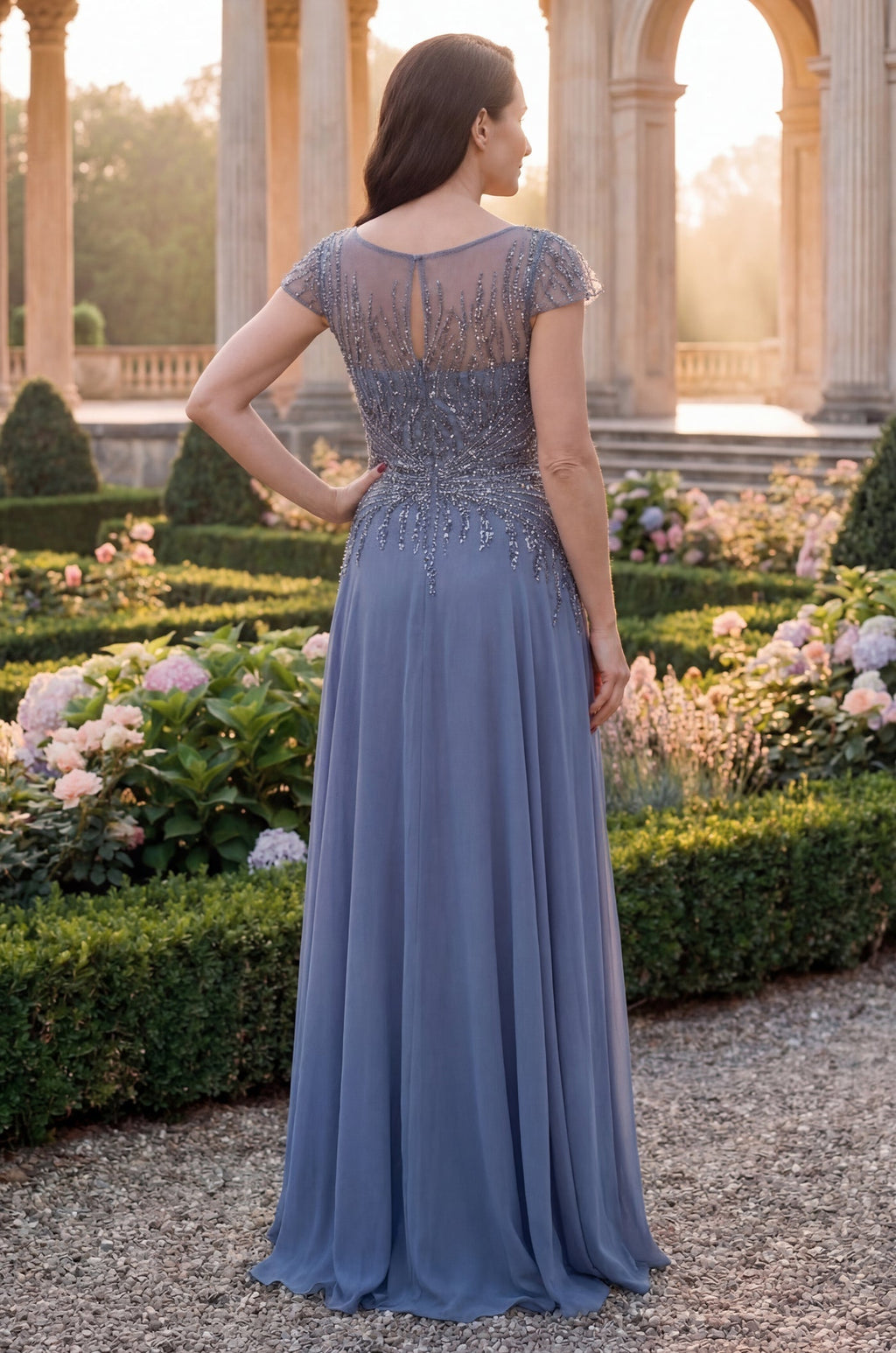 Embellished Bodice Long Formal A Line Evening Dress