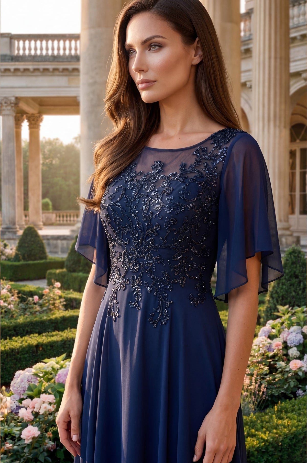 Mini Sleeve Mother of the Bride Dress