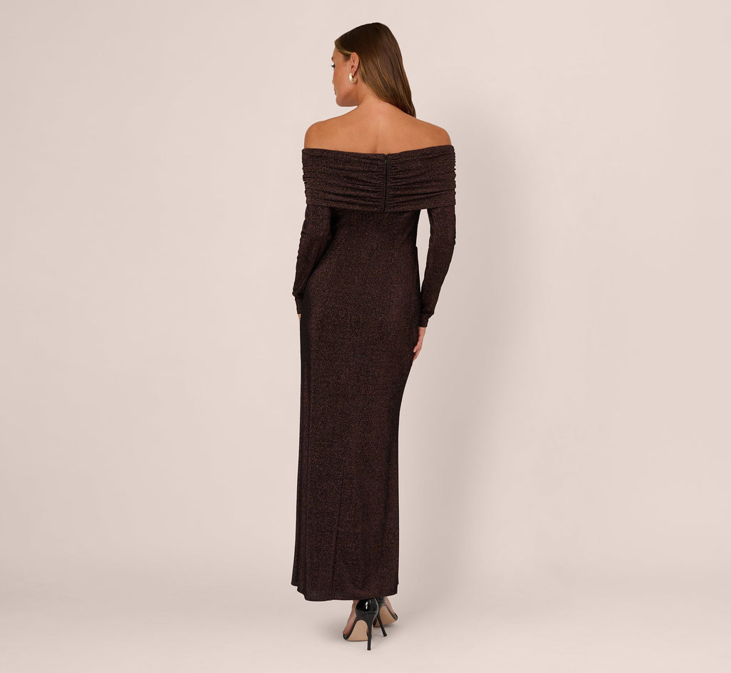 Plus Size Off-the-Shoulder Metallic Knit Midi Dress Adrianna Papell ADAE212524
