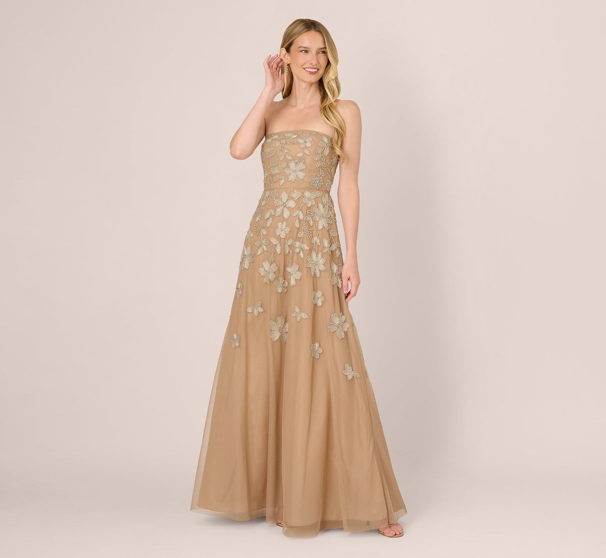 Adrianna Papell AP1E212673 Long Formal A Line Beaded Dress